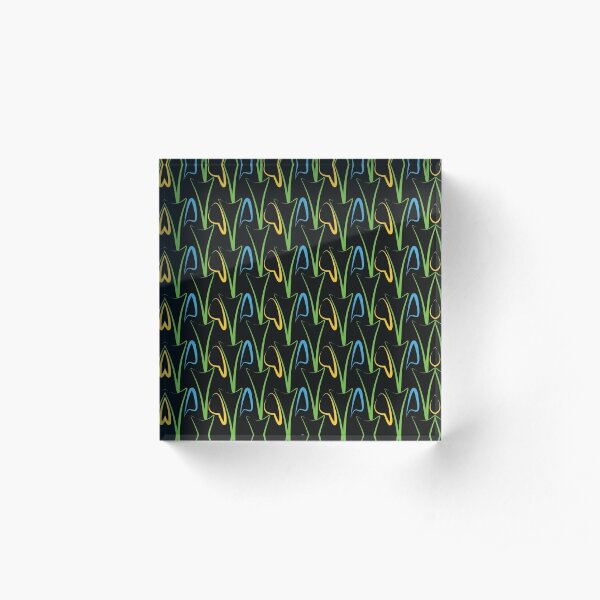 Blue green and yellow abstract pattern Acrylic Block
