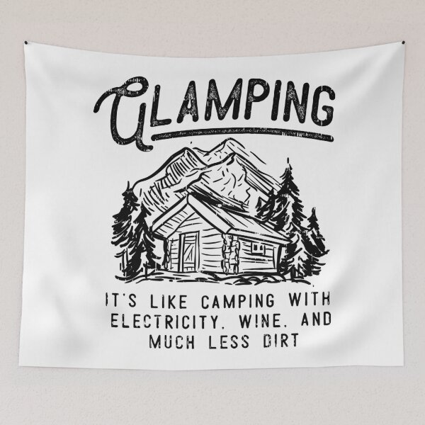 Item preview, Glamping Luxury Hike Campfire Camper Wanderlust Outdoor Mountains Boy Scout Woods Travel Gift Idea (Black Edition) designed and sold by SimonGs.