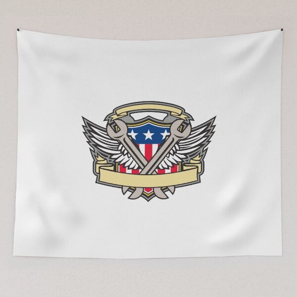 Item preview, Crossed Wrench Army Wings American Flag Shield designed and sold by patrimonio.
