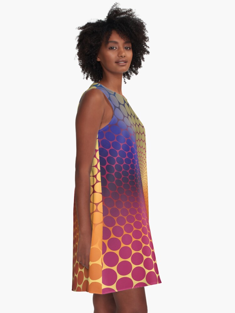 Alternate view of Optical Illusion Angle Gradient on Linear Gradient A-Line Dress