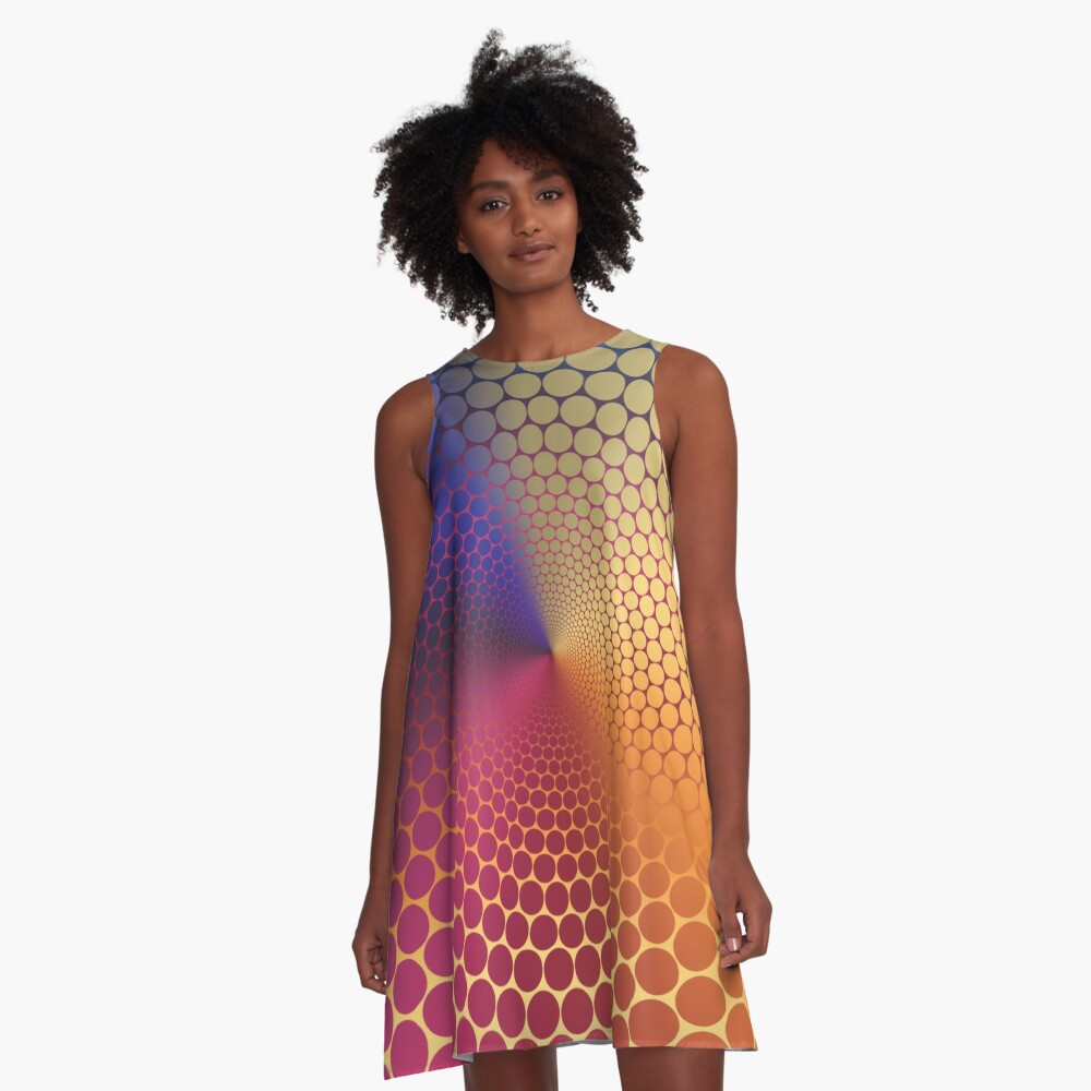 Optical Illusion Angle Gradient on Linear Gradient A-Line Dress
