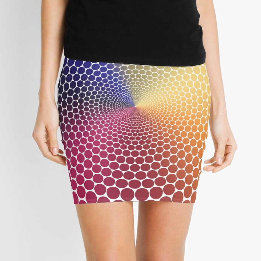 Optical Illusion Angle Gradient on White Mini Skirt