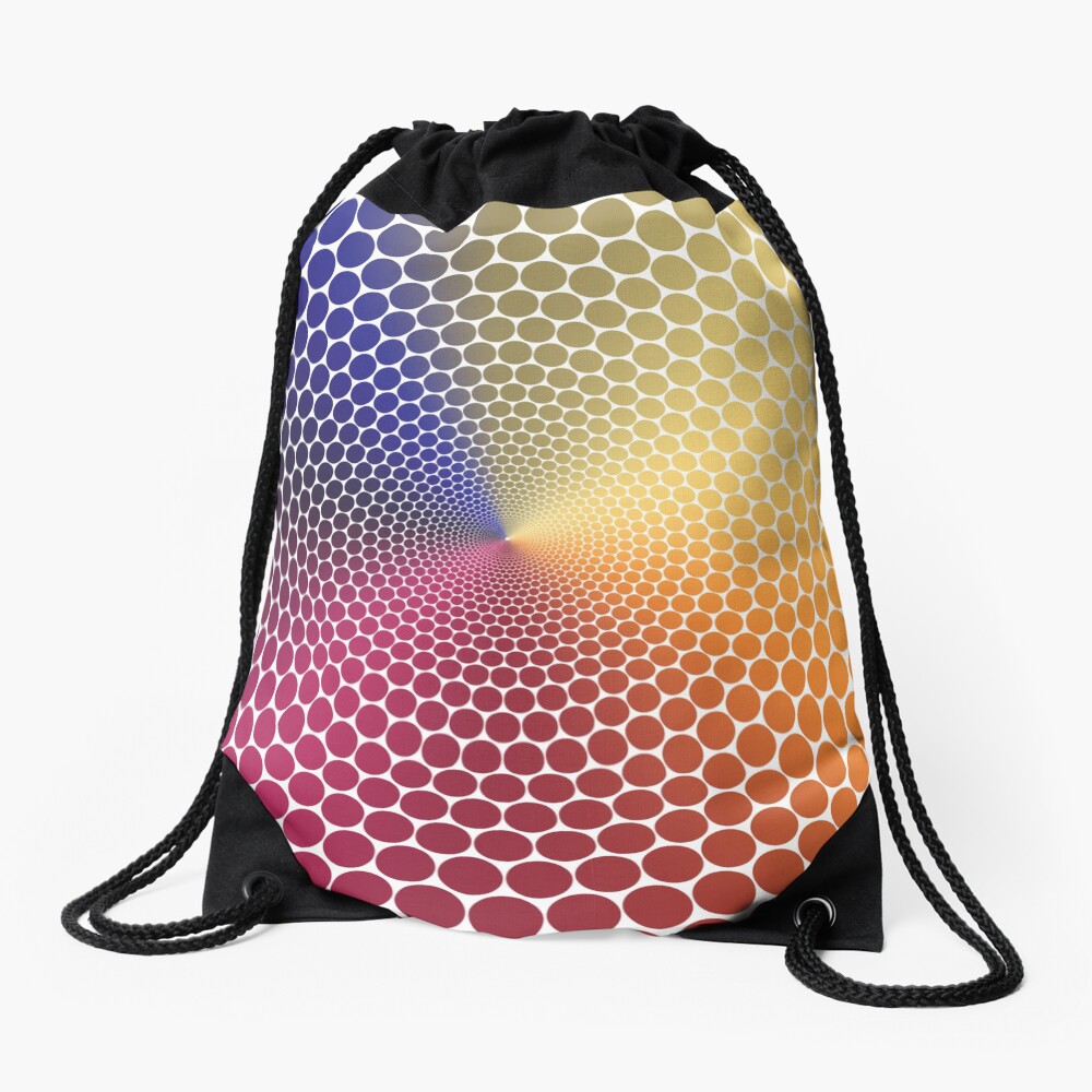 Optical Illusion Angle Gradient on White Drawstring Bag