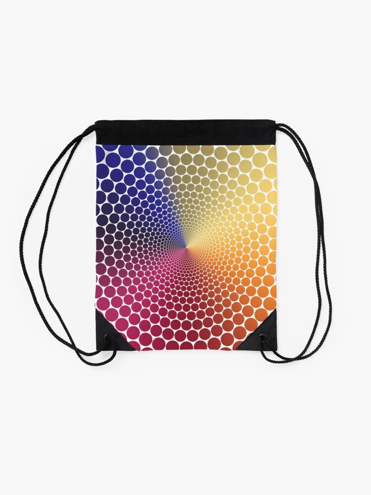 Alternate view of Optical Illusion Angle Gradient on White Drawstring Bag