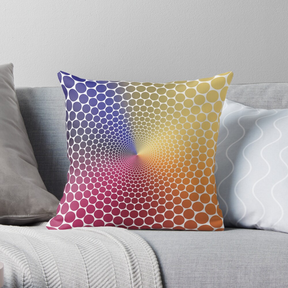 Optical Illusion Angle Gradient on White Throw Pillow