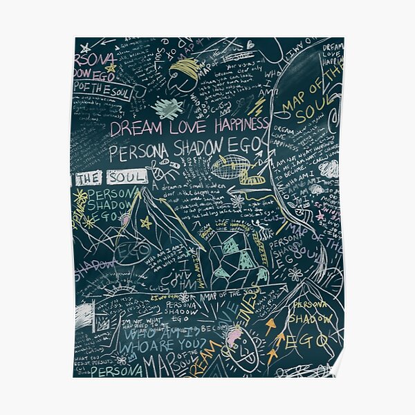 BTS PERSONA Karte der Soul RM Chalkboard Graphic Poster
