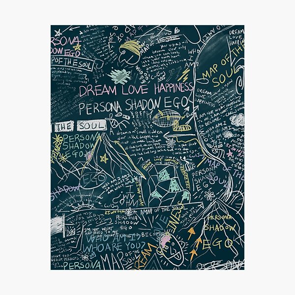 BTS PERSONA Map of the Soul RM Chalkboard Graphic Photographic Print