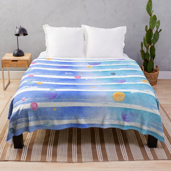 Item preview, Day of Many Moons. Pretty blue and white sky filled with colored moons and rays of light. Perfect for astronomy lovers. designed and sold by innerspectrum.
