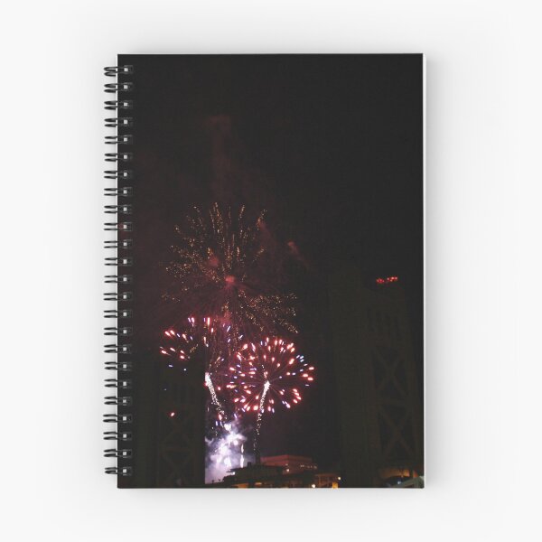 Item preview, New Year's On The Bridge - Red and Silver Fireworks designed and sold by LemonsandInk.
