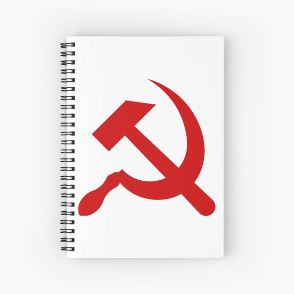 A #red #hammer and #sickle, in the shape it appeared (in gold) on the #Soviet Unions flag from 1955 to 1991 Spiral Notebook