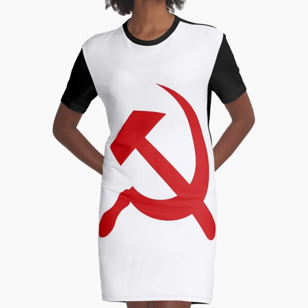 A #red #hammer and #sickle, in the shape it appeared (in gold) on the #Soviet Unions flag from 1955 to 1991 Graphic T-Shirt Dress