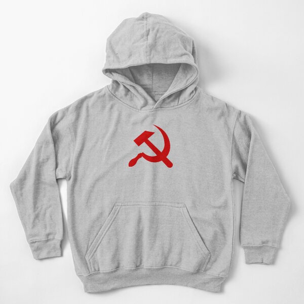 A #red #hammer and #sickle, in the shape it appeared (in gold) on the #Soviet Unions flag from 1955 to 1991 Kids Pullover Hoodie