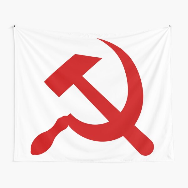 A #red #hammer and #sickle, in the shape it appeared (in gold) on the #Soviet Unions flag from 1955 to 1991 Tapestry