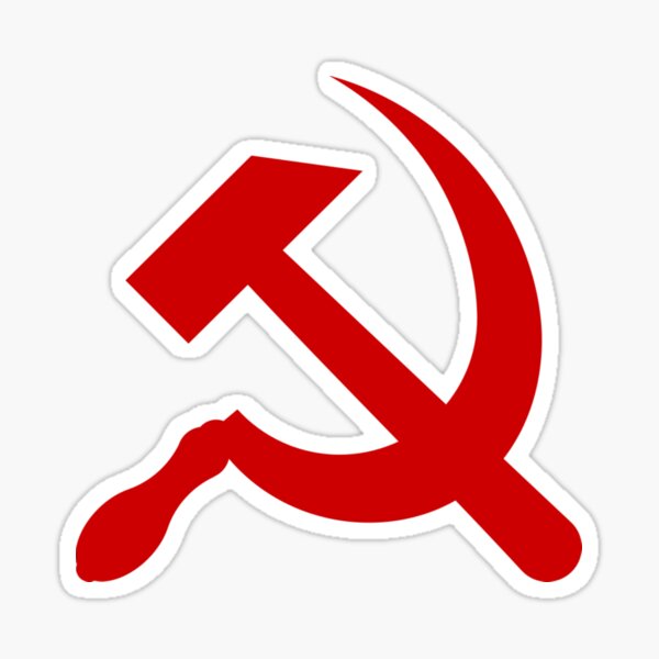 A #red #hammer and #sickle, in the shape it appeared (in gold) on the #Soviet Unions flag from 1955 to 1991 Sticker