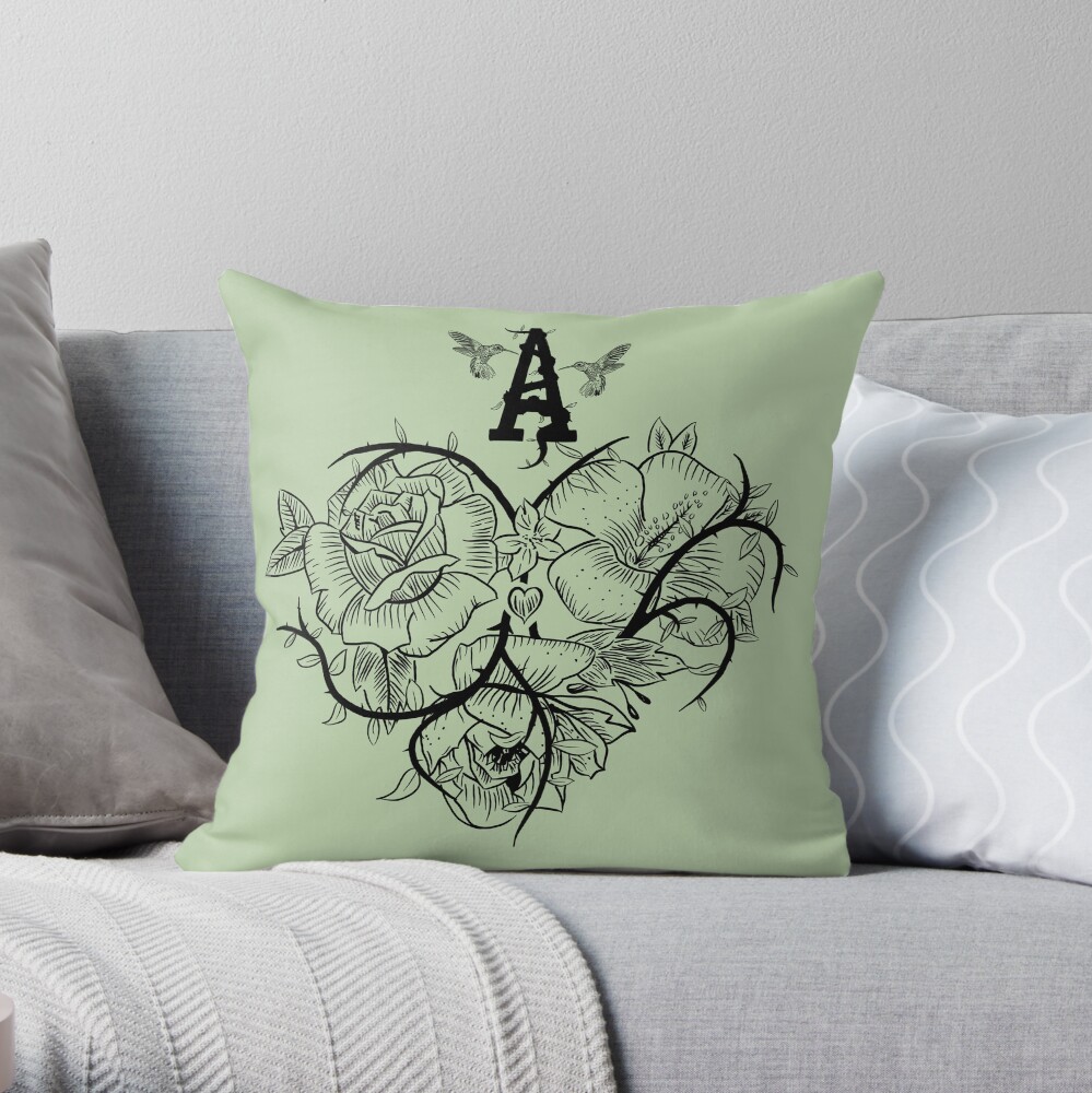 Ace of Hearts Flowers Throw Pillow