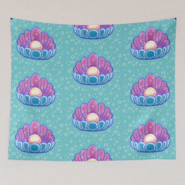 Item preview, Mermaid Seashell kawaii pixel art designed and sold by Freakfla.