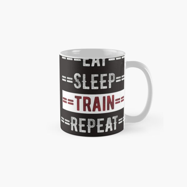 Workout Mug - Gym Mug - Eat. Sleep. Lift. Repeat. - Gym Coffee Mug White  11oz