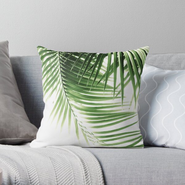 Mulzeart Set of 2, Cotton Embroidery Tropical Leaf Palm Pattern Throw Pillow Covers, Woven Comfy Decorative Pillows Covers Cushion Case for Couch