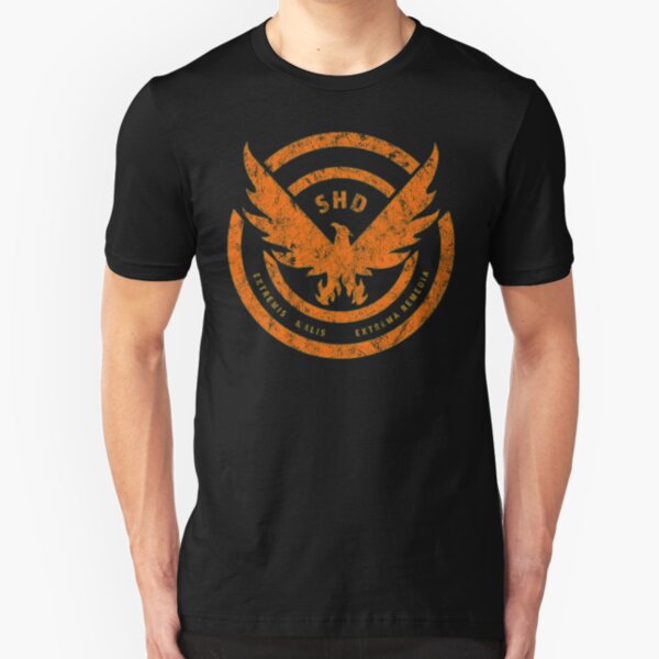 The Division SHD Logo Distressed Orange Slim Fit T-Shirt