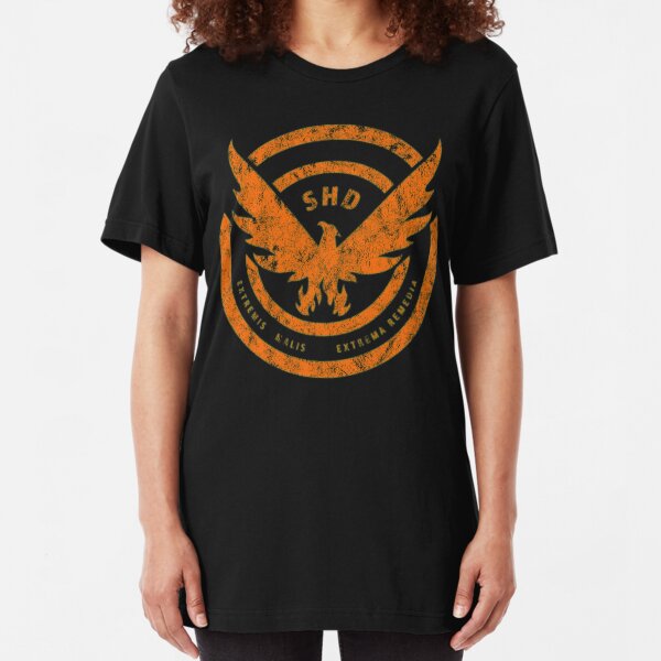 The Division SHD Logo Distressed Orange Slim Fit T-Shirt