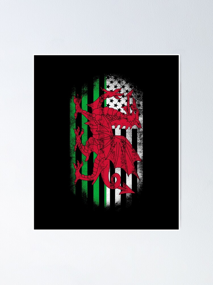 "Welsh American Flag Wales and USA Design" Poster for Sale by ockshirts Redbubble