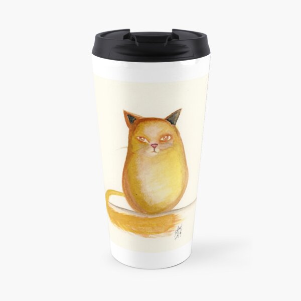 Fat Yellow Kitty Cat Travel Mug