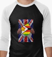 Zimbabwean Flag Ripped - Born In United Kingdom Roots From Zimbabwe Baseballshirt für Männer