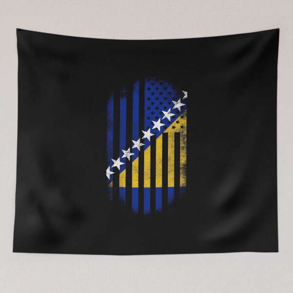 Artikelvorschau, Bosnisch-amerikanische Flagge Bosnien und Herzegowina und USA Design entworfen und verkauft von ockshirts.