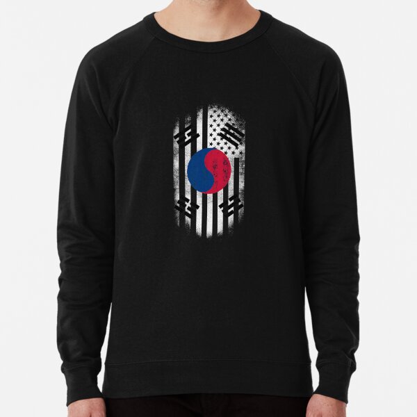Korean American Flag   Korea and USA Design Lightweight Sweatshirt