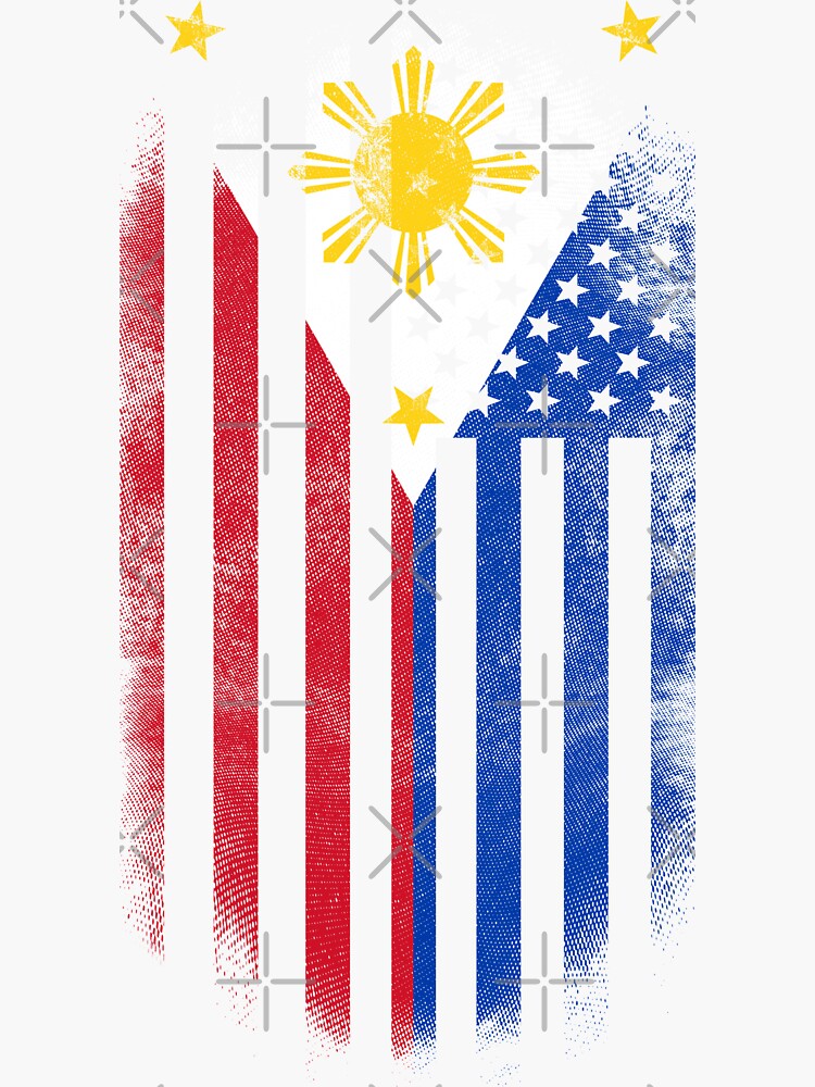 "Filipino American Flag Philippines and USA Design" Sticker for Sale by