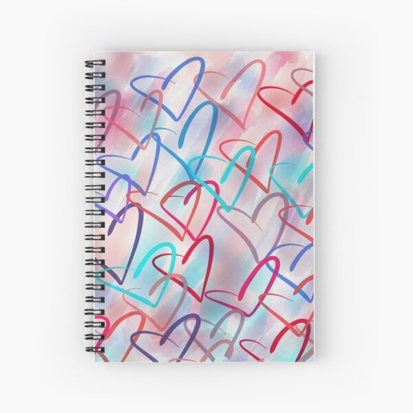 Lovely Hearts - Hand Drawn Cute Dreamy Pastel Art Spiral Notebook
