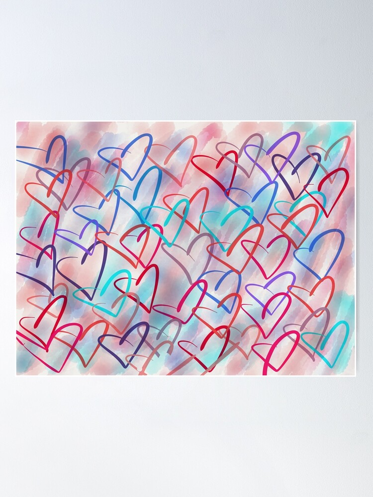 Alternate view of Lovely Hearts - Hand Drawn Cute Dreamy Pastel Art Poster