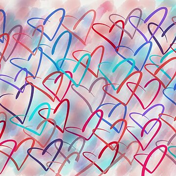Artwork thumbnail, Lovely Hearts - Hand Drawn Cute Dreamy Pastel Art by OneDayArt