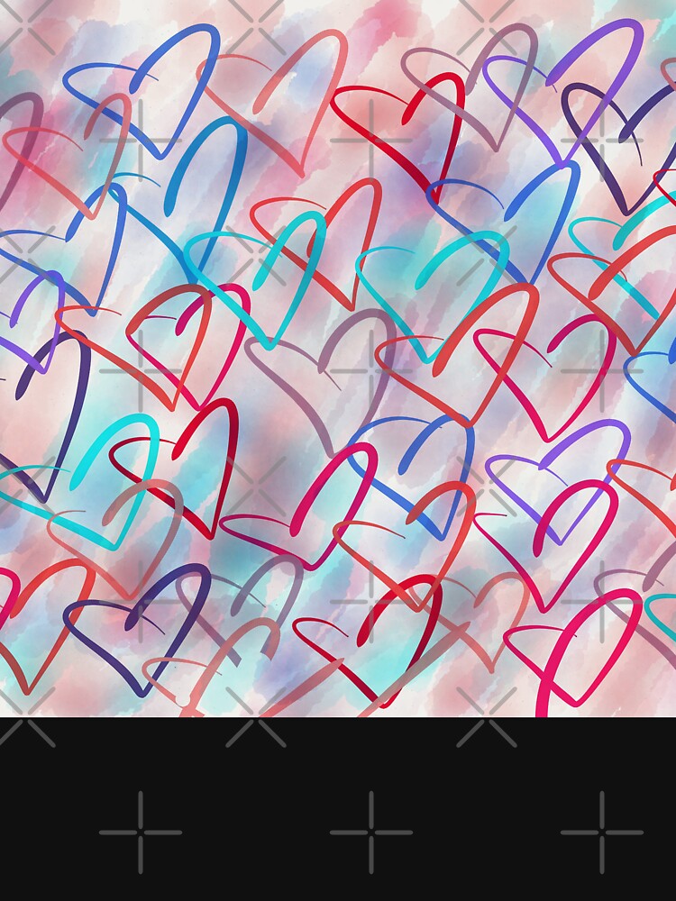 Thumbnail 7 of 7, Pullover Sweatshirt, Lovely Hearts - Hand Drawn Cute Dreamy Pastel Art designed and sold by OneDayArt.
