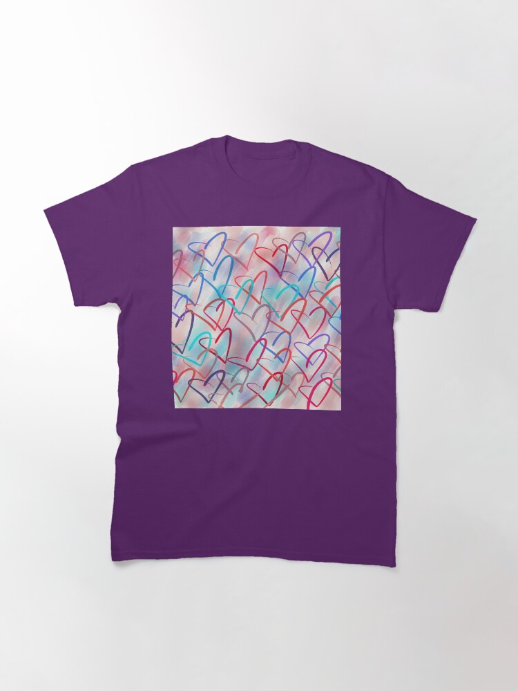 Thumbnail 3 of 7, Classic T-Shirt, Lovely Hearts - Hand Drawn Cute Dreamy Pastel Art designed and sold by OneDayArt.