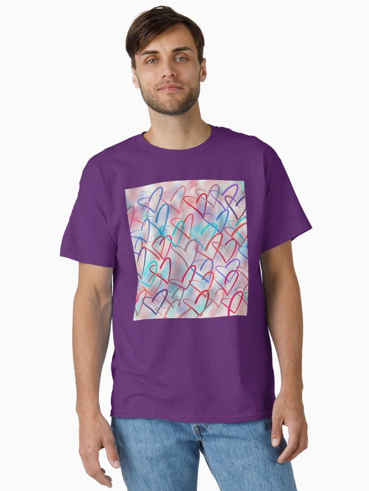 Thumbnail 1 of 7, Classic T-Shirt, Lovely Hearts - Hand Drawn Cute Dreamy Pastel Art designed and sold by OneDayArt.