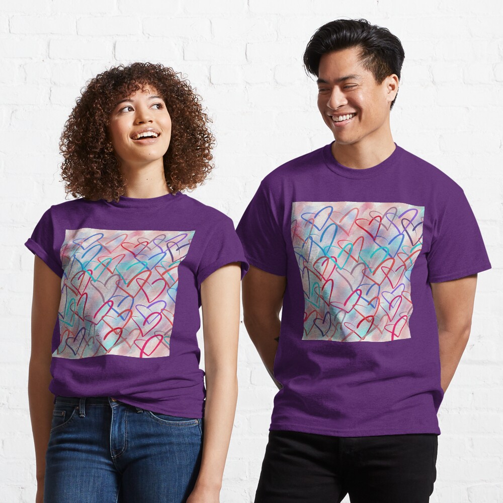 Lovely Hearts - Hand Drawn Cute Dreamy Pastel Art Classic T-Shirt