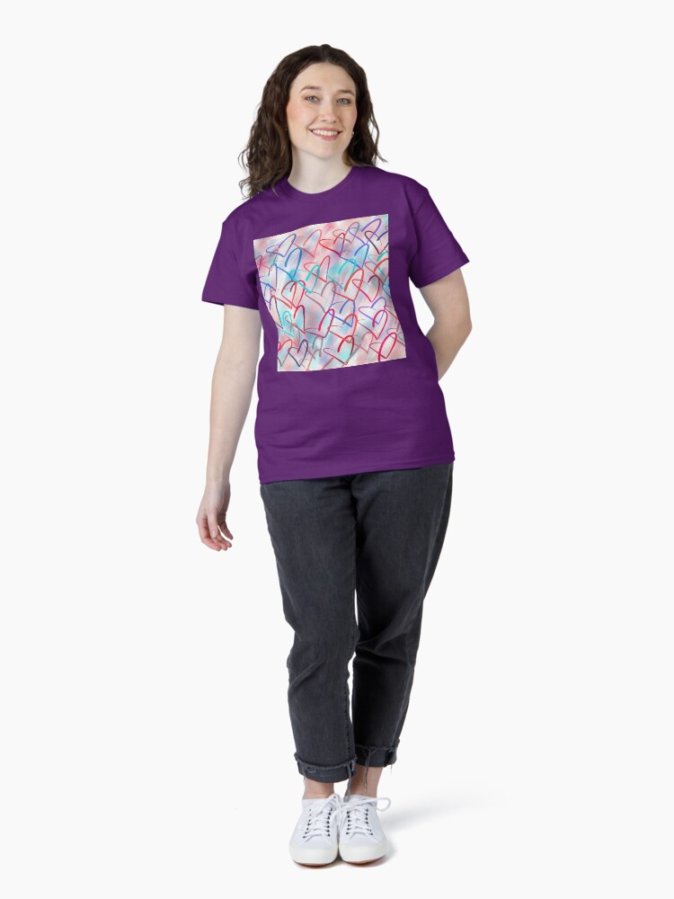 Thumbnail 4 of 7, Classic T-Shirt, Lovely Hearts - Hand Drawn Cute Dreamy Pastel Art designed and sold by OneDayArt.