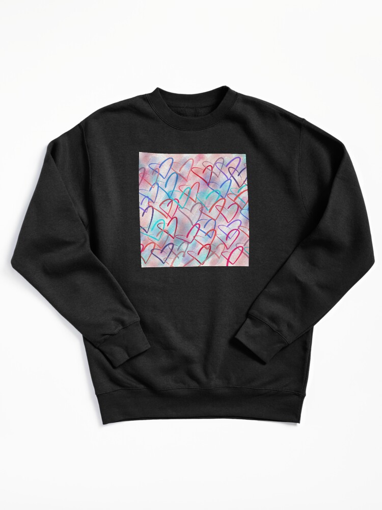 Thumbnail 2 of 7, Pullover Sweatshirt, Lovely Hearts - Hand Drawn Cute Dreamy Pastel Art designed and sold by OneDayArt.