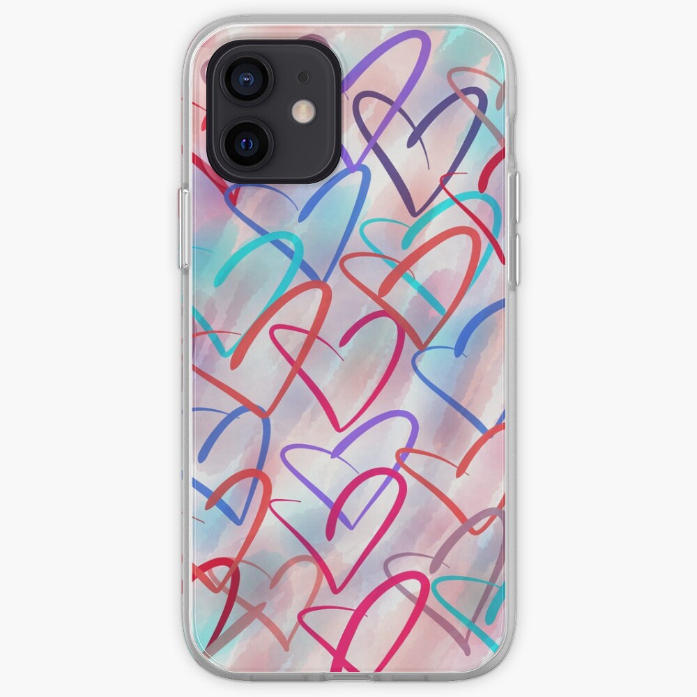 Lovely Hearts - Hand Drawn Cute Dreamy Pastel Art iPhone Case & Cover