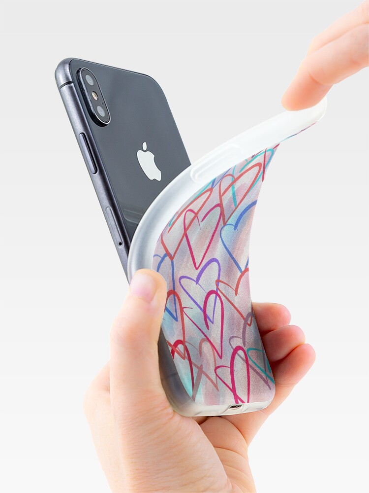 Alternate view of Lovely Hearts - Hand Drawn Cute Dreamy Pastel Art iPhone Case & Cover