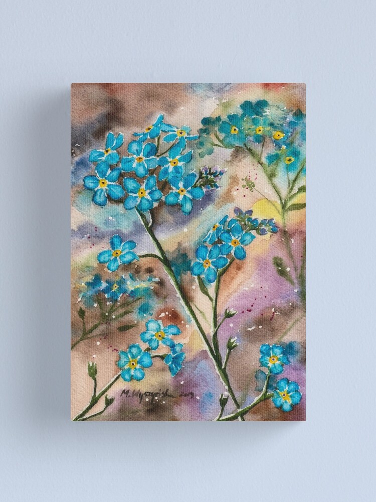 Forget Me Not Flowers Watercolour Painting Canvas Print By Monikawyszynska Redbubble