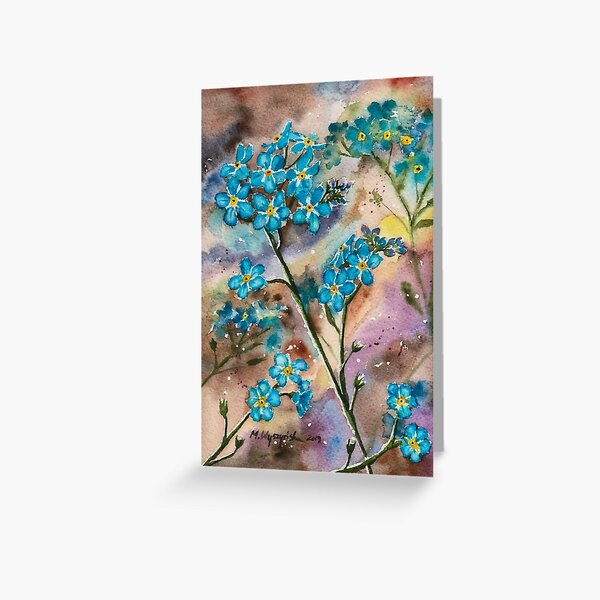 Item preview, Forget-Me-Not Flowers Watercolour Painting designed and sold by Monika's Painting.