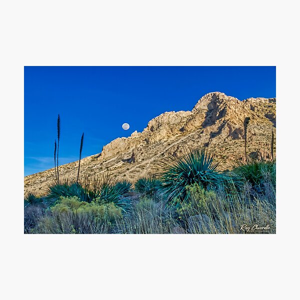 Moonrise Over the Franklin Mountains Photographic Print