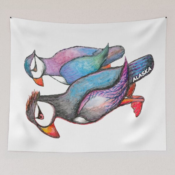 Item preview, Alaska Puffins Stylized Watercolor designed and sold by nadya.