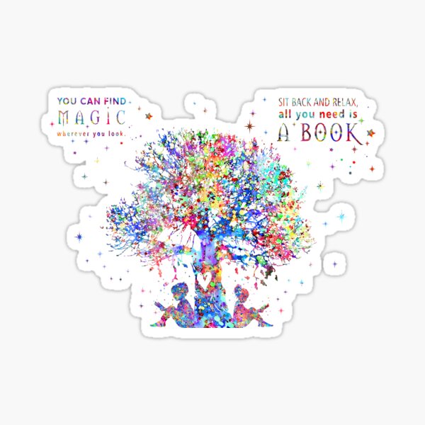 Item preview, Kids reading under tree designed and sold by Rosaliartbook.