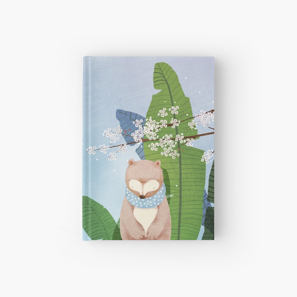 White Socks Series: Bear Under Sakura Blossom Hardcover Journal