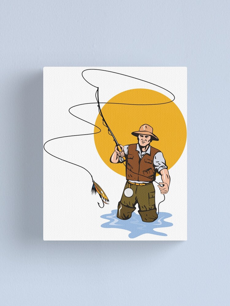 Vintage Retro Fly Fishing Gift For Men Canvas Print for Sale by  MintedFresh