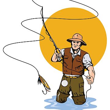 Vintage Retro Fly Fishing Gift For Men | Art Board Print