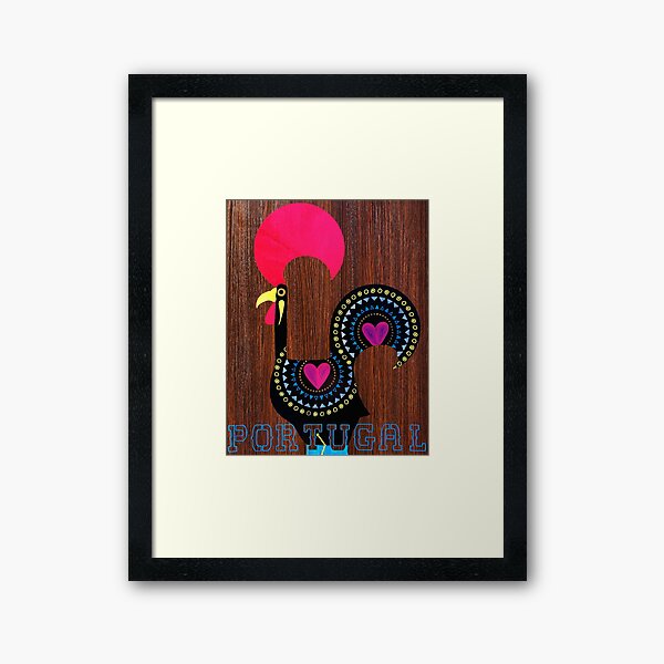 Galo de Barcelos na Madeira Framed Art Print